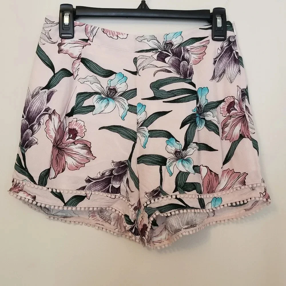 Honey Belle Floral Pom Pom Shorts NWT